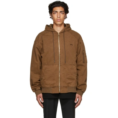 Juunj Brown Dyed Zip Hoodie In B Y/brown