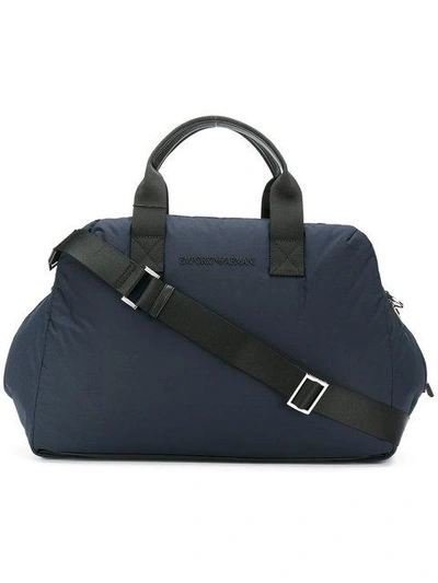 Emporio Armani Zipped Holdall In Blue