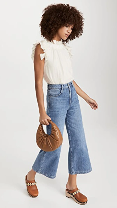 Sea Ramie Flutter Sleeve Top In White