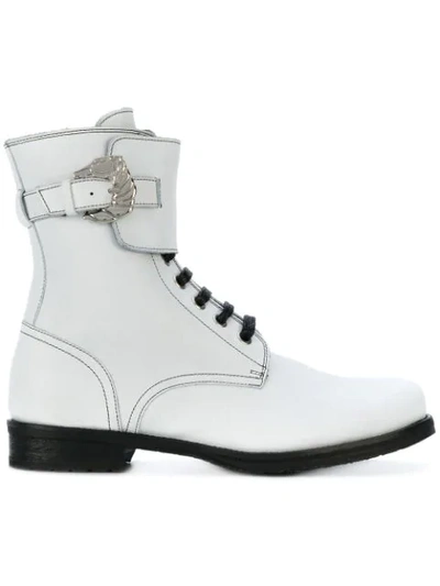 Dorateymur Woman Buckled Leather Ankle Boots White