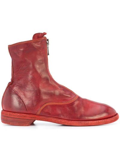 Guidi Zip Detail Boots In Red