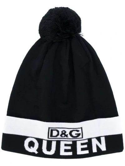 Dolce & Gabbana Queen Bobble Hat In Black-white