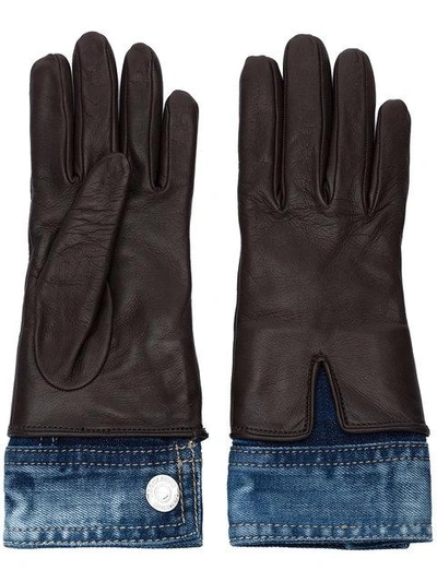 Dsquared2 Denim Detail Gloves In Brown