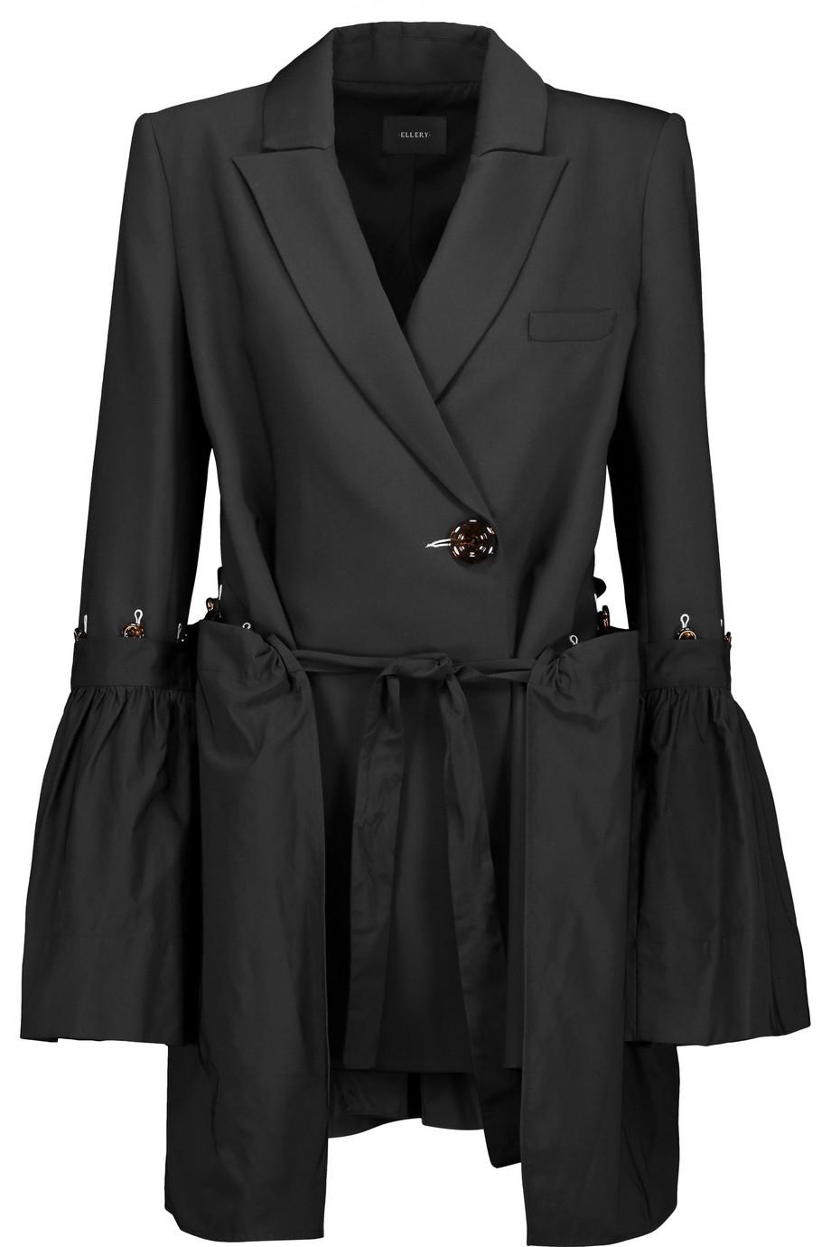 Ellery Riot Paneled Gathered Twill And Canvas Jacket | ModeSens