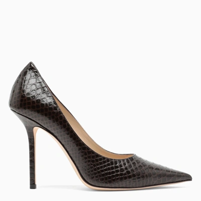 Jimmy Choo Brown Coco-effect Leather Love Pumps In Green