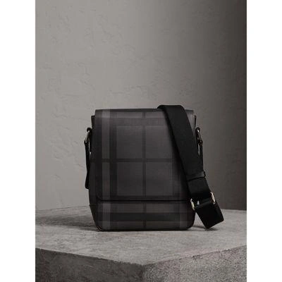 Burberry London Check Crossbody Bag In Charcoal/black