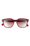 Fendi 55mm Square Sunglasses In Shiny Red / Bordeaux Mirror