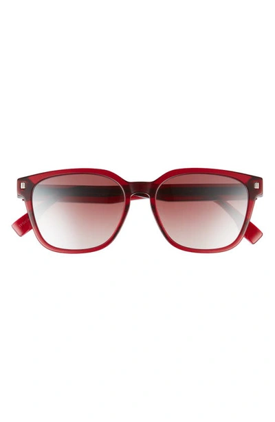 Fendi 55mm Square Sunglasses In Shiny Red / Bordeaux Mirror