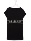 Balmain Teen Logo-embellished T-shirt Dress In Black