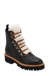 Marc Fisher Ltd Izzie Genuine Shearling Lace-up Boot In Black