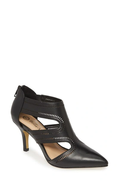 Bella Vita Hope Perforated Cage Pointed Toe Pump In Black Leather