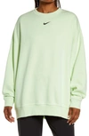 Nike Sportswear Collection Essentials Oversize Fleece Crew Sweatshirt In Lime Ice/ Black