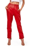 As By Df The Denise Recycled Leather Ankle Trousers In Red