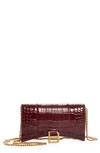Balenciaga Hourglass Leather Wallet On A Chain In Dark Red