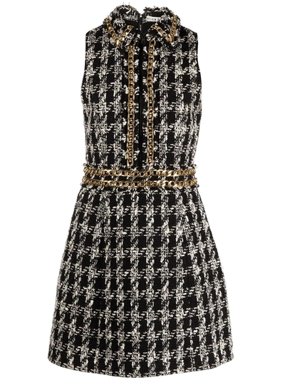black and white alice and olivia dress + Ellis Chain-embellished Checked Tweed Mini In front slit Replying to @SUGAR_ AESTHETIC SIZE:USA 14 / EU 44 / UK 16 knit dress features a