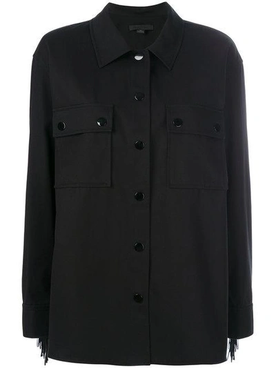 Alexander Wang Military Shirt With Leather Fringe In Black