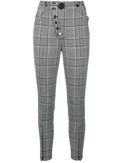 Alexander Wang Check Skinny Cropped Trousers In Grey Check