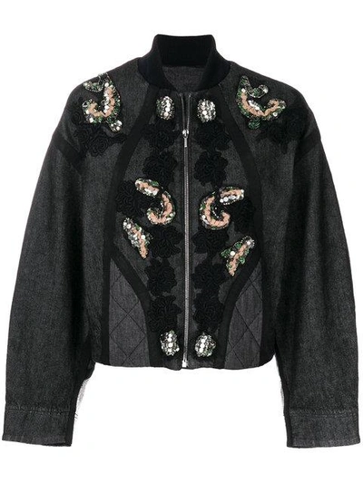 Antonio Marras Sequin And Floral Embroidered Jacket In Grey