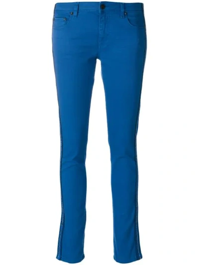 Off-white Color Strap Skinny Jean In Blue
