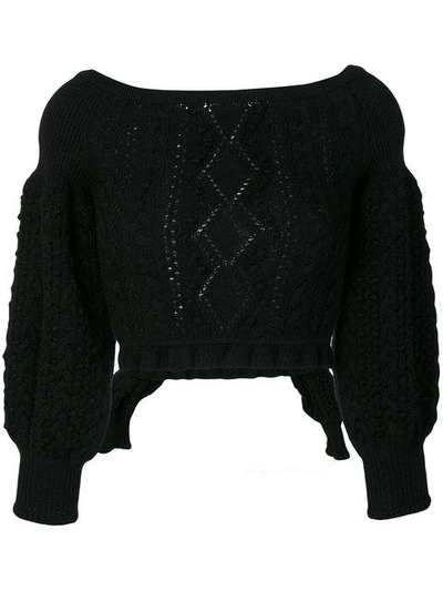 Valentino Knit Cropped Jumper In Black