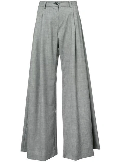 Nili Lotan Flared High Waisted Trousers In Grey