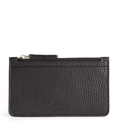 Harrods Zipped Leather Card Holder In Black