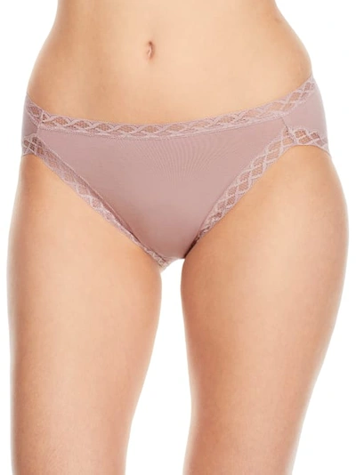 Natori Bliss Lace-trim Cotton French-cut Brief Underwear 152058 In Antique