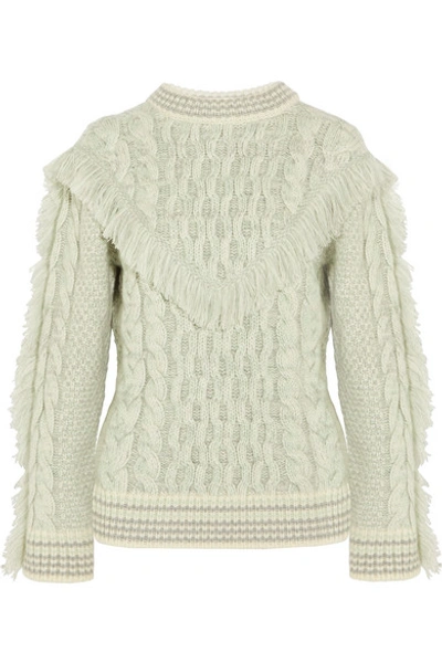 Alanui Fringed Cable-knit Cashmere Sweater, White