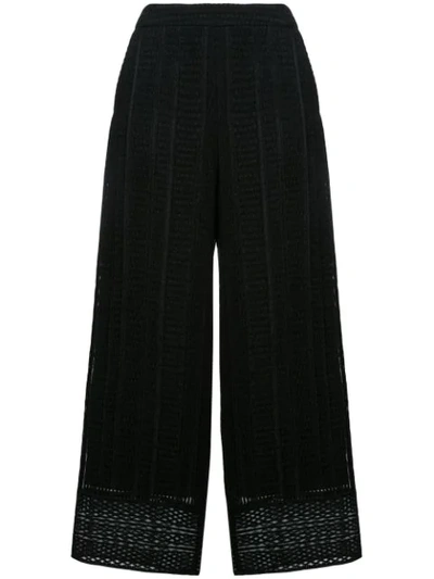 Goen J Yarn-overlaid Organza Wide-leg Trousers In Black