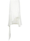 Goen J Asymmetric Ruffled Hem Heavy-silk Skirt