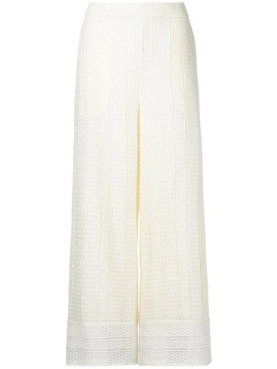 Goen J Yarn-overlaid Organza Wide-leg Trousers In White