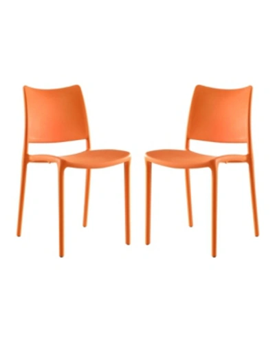 Modway Hipster Dining Side Chair Set Of 2 In Orange