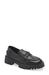 Steve Madden Women's Lawrence Lug Sole Platform Penny Loafers In Black