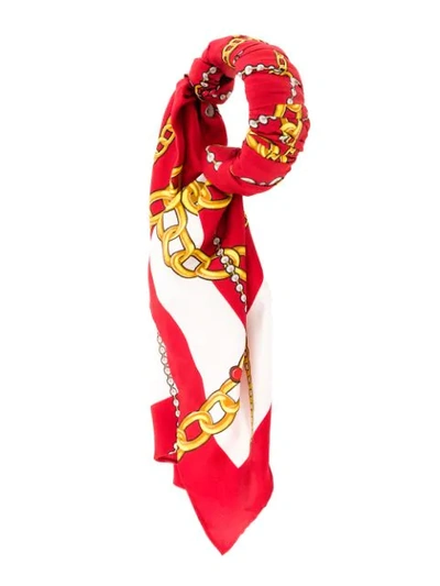 Balenciaga Chain Jewels Scarf Plissé Bracelet In Red