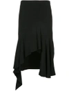 Goen J Asymmetric Ruffled Hem Heavy-silk Skirt
