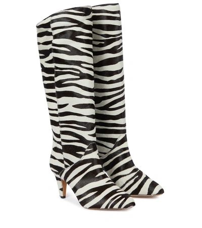 Isabel Marant And White Laylis 75 Zebra Print Knee-high Boots