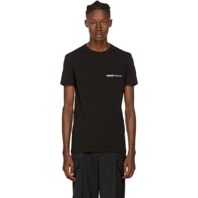 Versace Black Greek Logo Pocket T-shirt In A008 Black