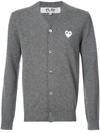 Comme Des Garçons Play Knitted Heart Logo Cardigan In Grey