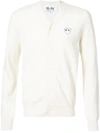 Comme Des Garçons Play Cardigan With White Heart In Cream