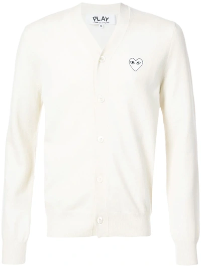 Comme Des Garçons Play Cardigan With White Heart In Cream