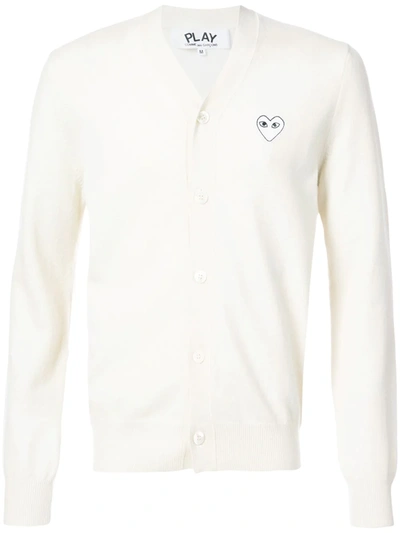 Comme Des Garçons Play Cardigan With White Heart In Natural 3
