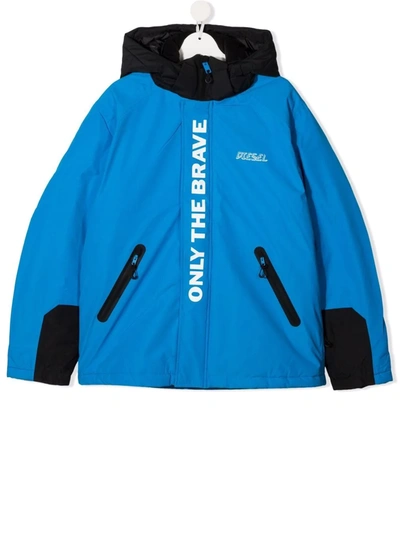 Diesel Teen Jarctic-ski Hooded Jacket In Blue