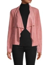 Bagatelle Faux-suede Drape-front Jacket In Mauve