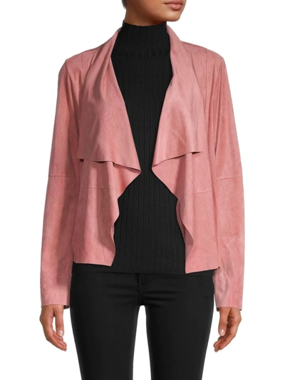 Bagatelle Faux-suede Drape-front Jacket In Mauve