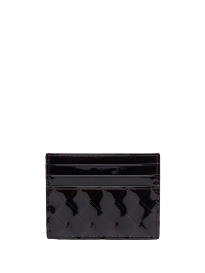 Bottega Veneta Intrecciato Leather Cardholder In Black-gold
