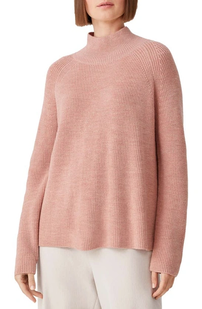 Eileen Fisher Raglan Sleeve Merino Wool Turtleneck Sweater In Dark Powder