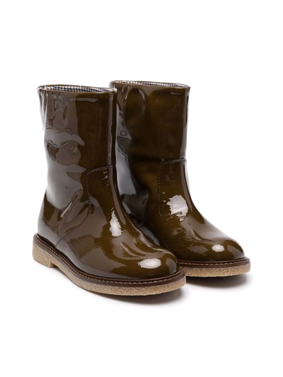 Bonpoint Kids' Patent-leather Ankle Boots In Brown