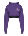 Livincool Woman Purple Crop Hoodie With Logo In Purple Orchid