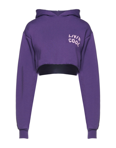 Livincool Woman Purple Crop Hoodie With Logo