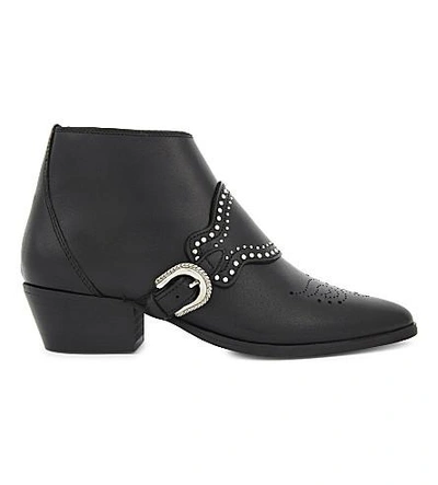 Claudie Pierlot Aride Leather Ankle Boots In Noir